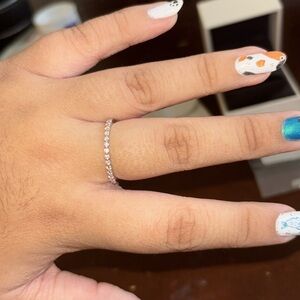 925 Sterling Silver Bubble Moissanite Ring Eternity Wedding Band Engagement